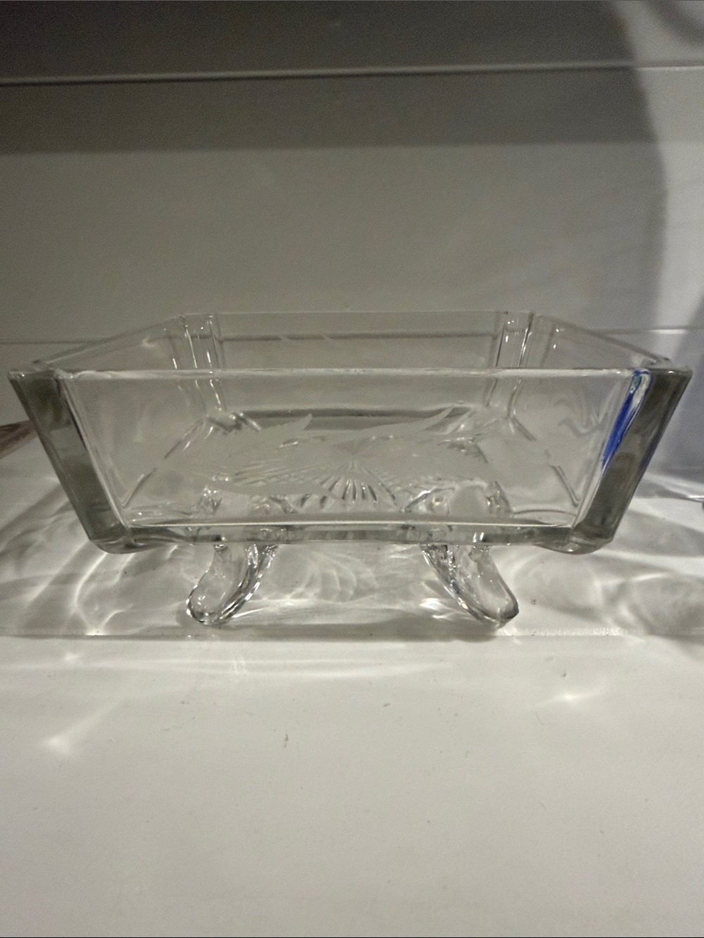 Clear Vintage Glass Footed Serving Dish - Elegant Home Dining Serveware